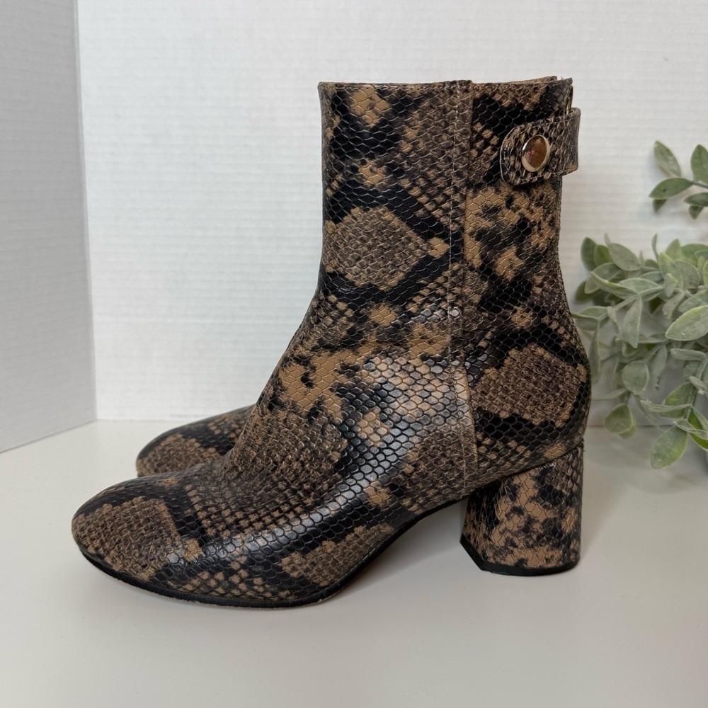 Joie Ramet Leather Python Ankle Boots Womens EUR 38 US 7.5 Block Heel Fall Baddi